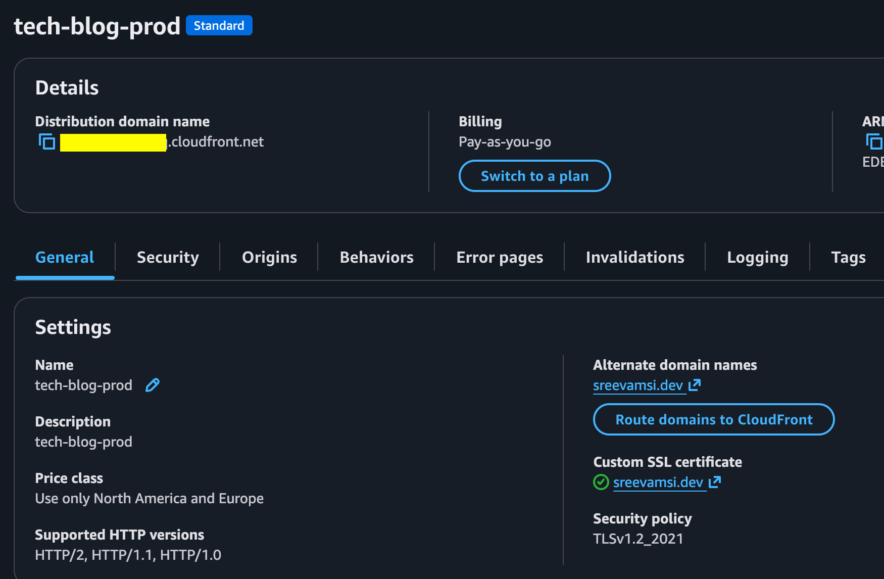 CloudFront alternate domain name
