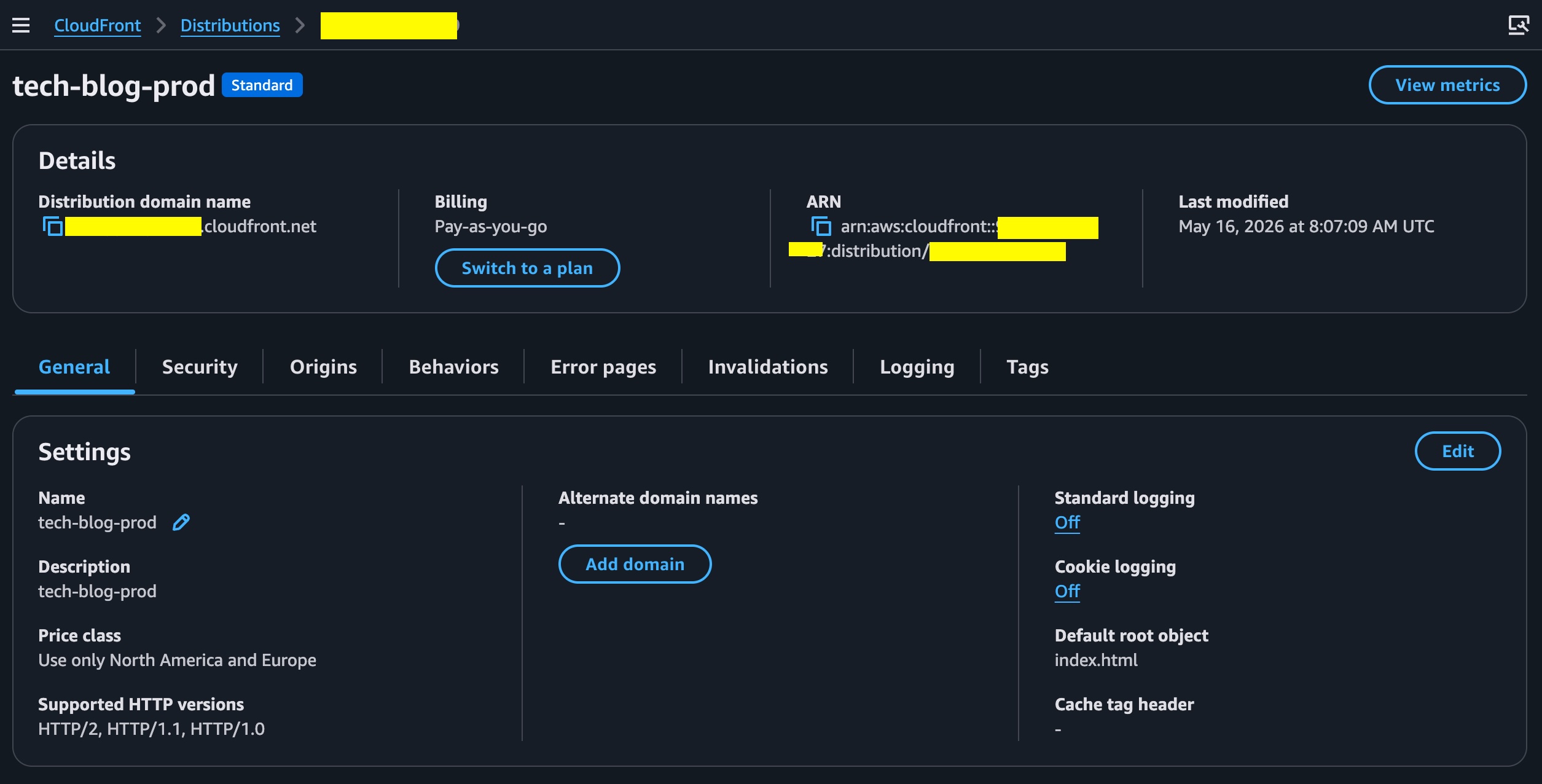 CloudFront distribution overview