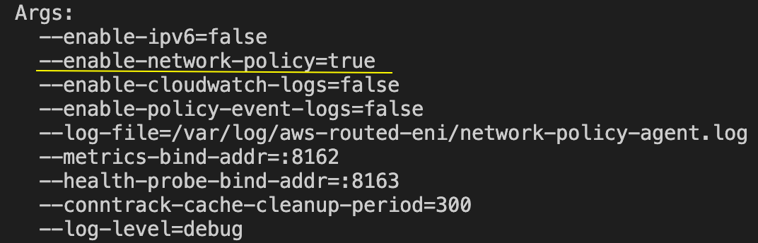 NetworkPolicy enforcement enabled