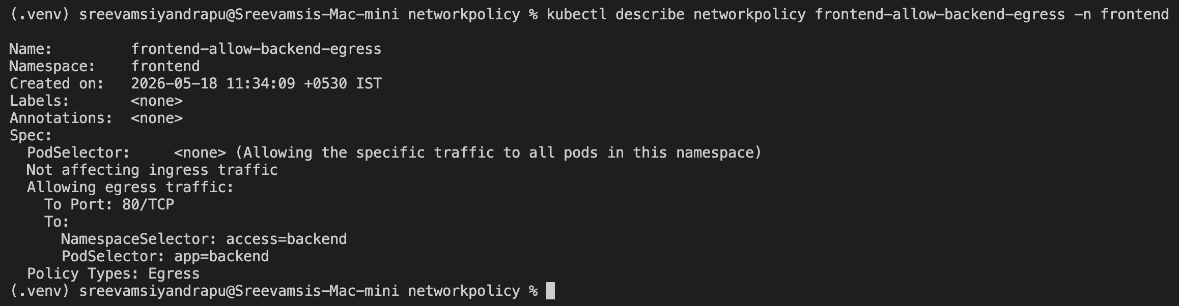 Backend egress allow policy